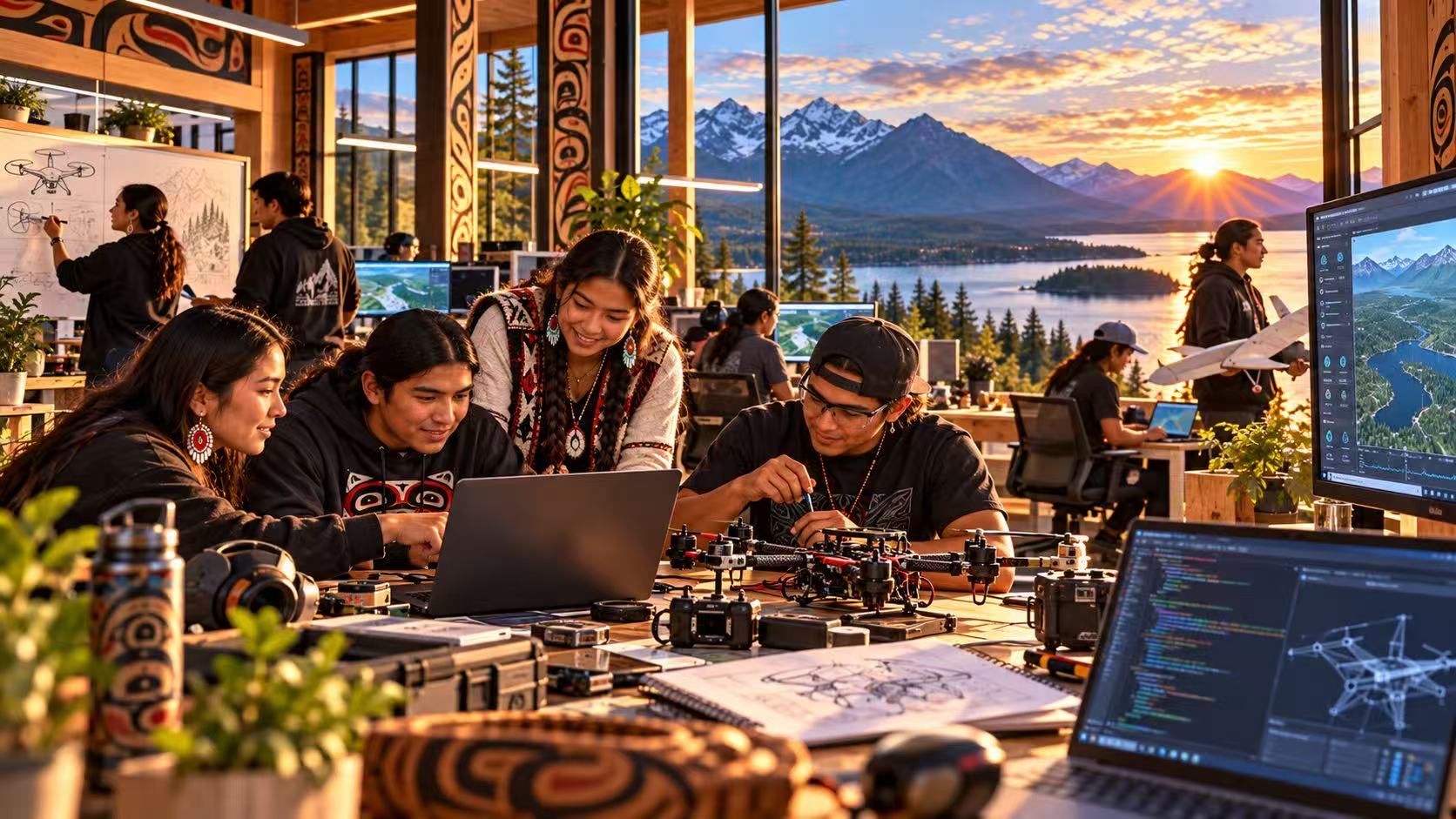 Indigenous youth high‑tech innovation workspace